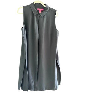 CATHERINE Catherine Malandrino Women's Black Sleeveless Shirt Dress Size L